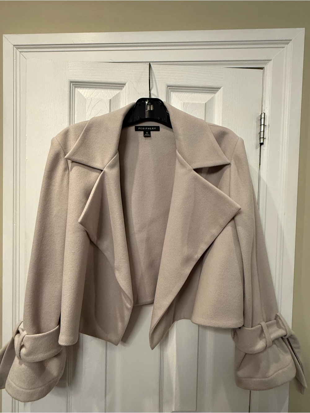 Designer Cropped Cream Open-Front Blazer Jacket by Periphery